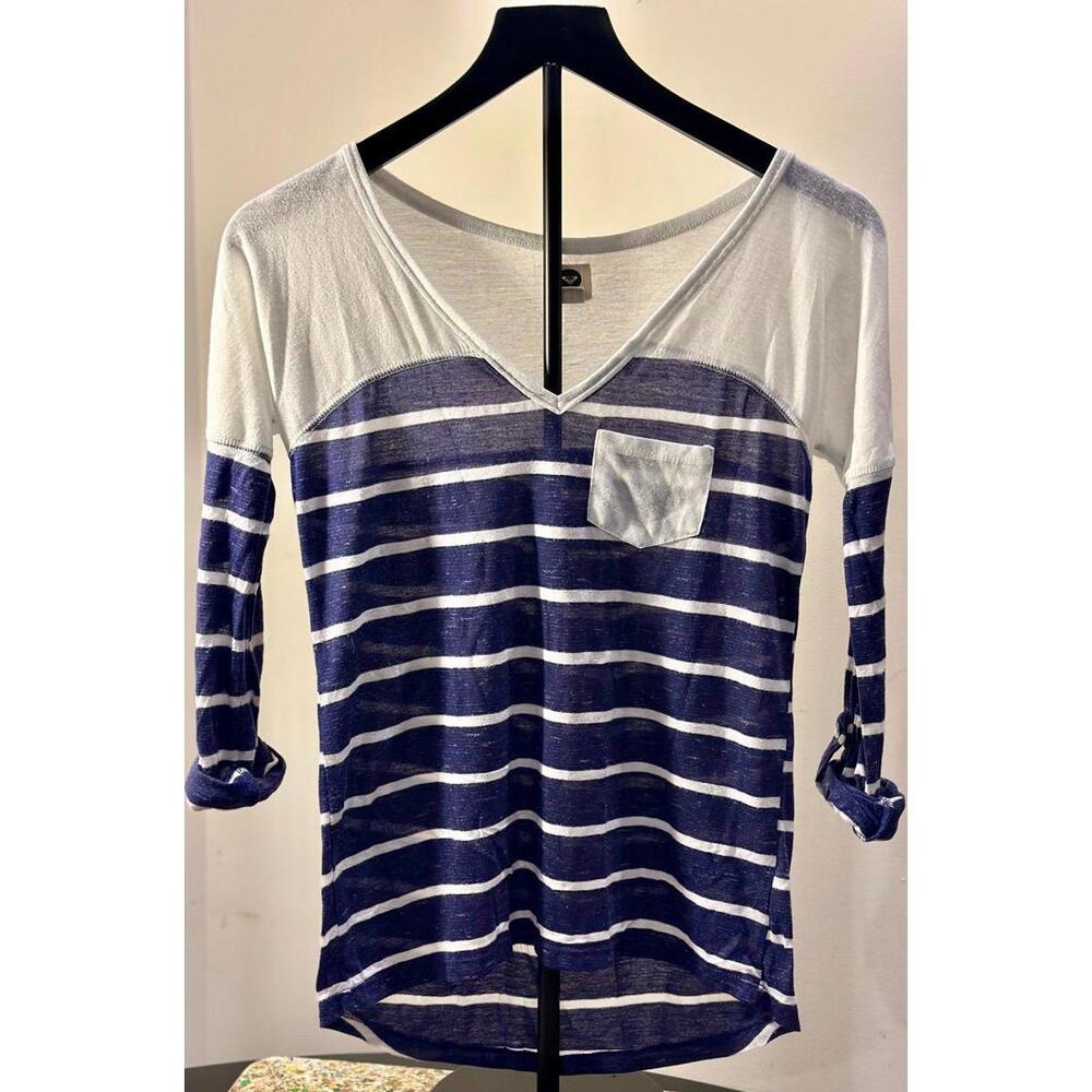 Roxy XSmall Blue and White Striped Knit Top